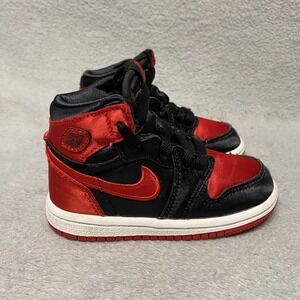 Jordan 1 Retro High OG‎ TD Toddler 7C Satin Bred Read No Insole